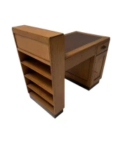 Art Deco Modernist Desk with Asymmetric Open Bookcase, 1920s